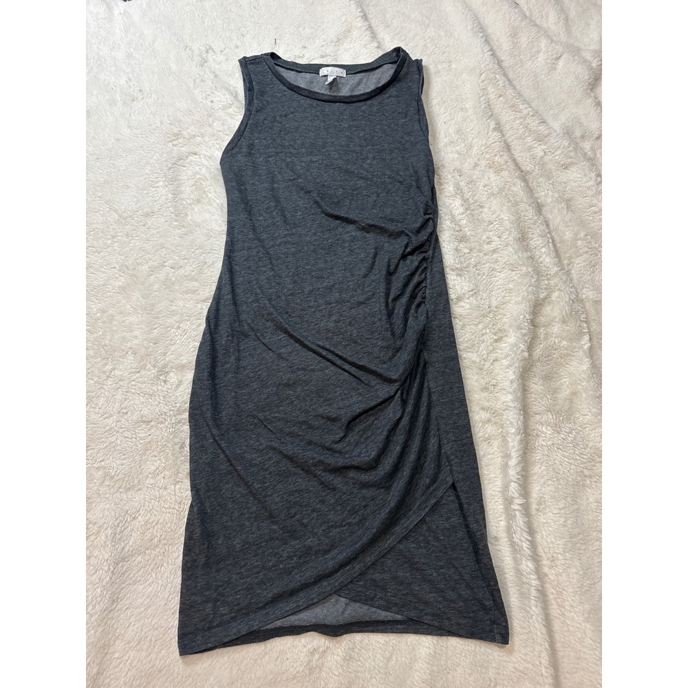 Leith Ruched Bodycon Dress Womens Small Gray Excellent Tulip Hem Sleeveless